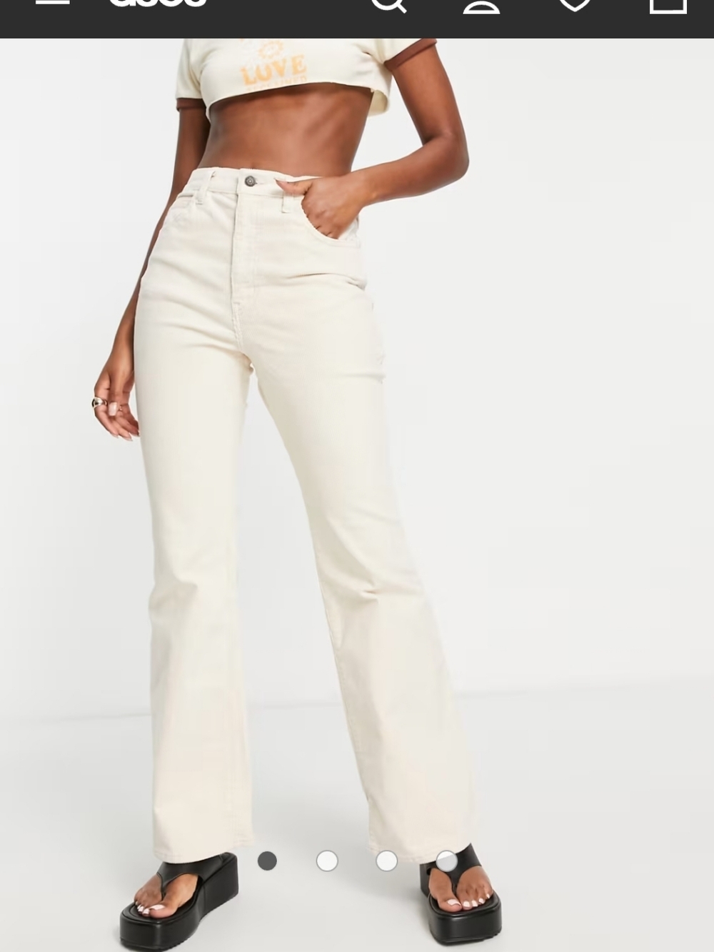 Levi's 70's high rise flare cord jeans in Sandshell 29W - Picture 6 of 15